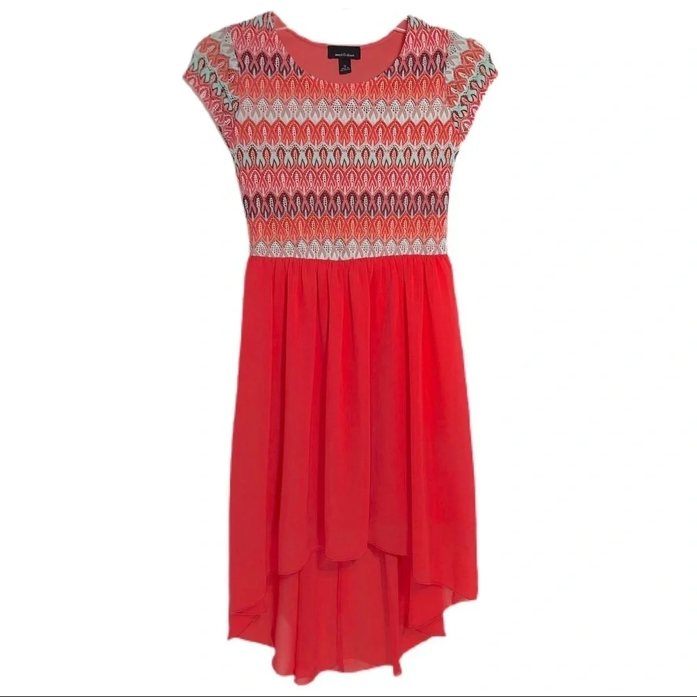 Amy’s Closet Girls Knit Lace Hi-Lo Dress